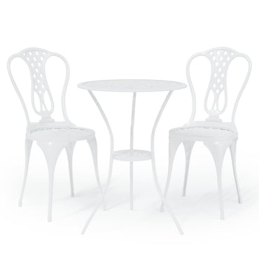 3 Piece Bistro Set Cast Aluminium White