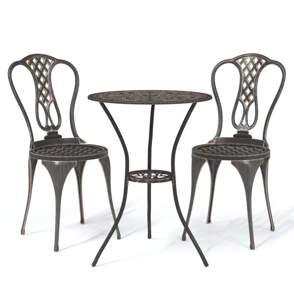 3 Piece Bistro Set Cast Aluminium Bronze