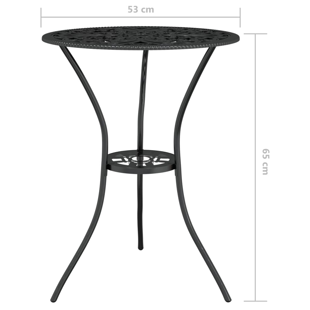 3 Piece Bistro Set Cast Aluminium Black