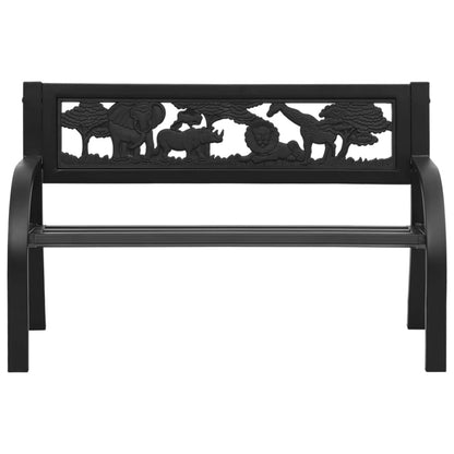 Garden Bench | Black | Steel | Children's size | Decorative Inlays