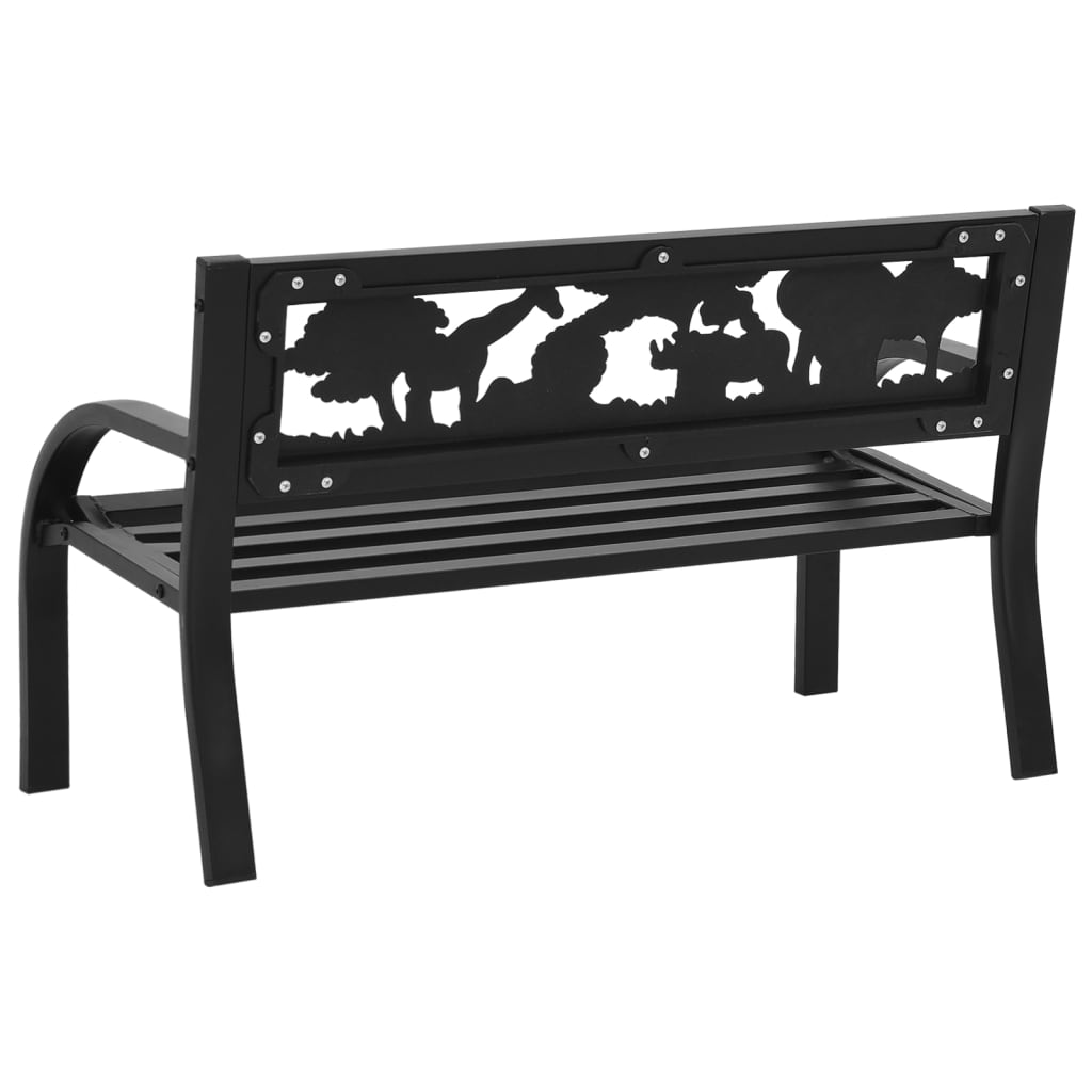 Garden Bench | Black | Steel | Children's size | Decorative Inlays