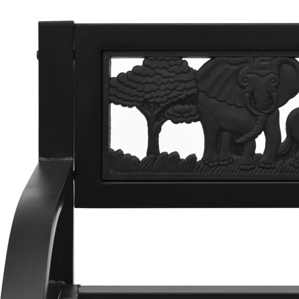 Garden Bench | Black | Steel | Children's size | Decorative Inlays