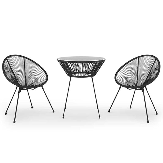 3 Piece Garden Dining Set Black