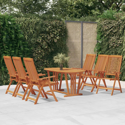 Garden Dining Set | Reddish-brown | Solid eucalyptus wood | 7 Piece Set