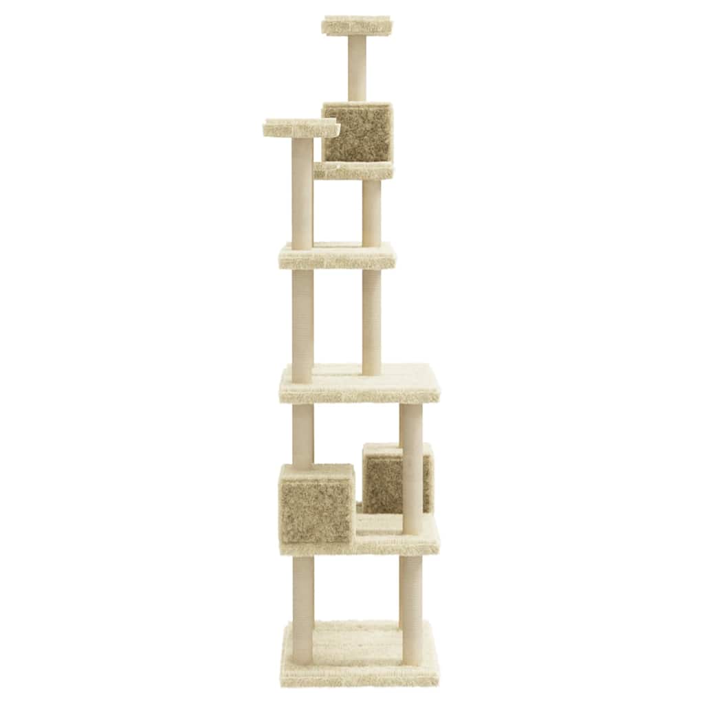 Cat Tree with Sisal Scratching Posts Cream 188 cm
