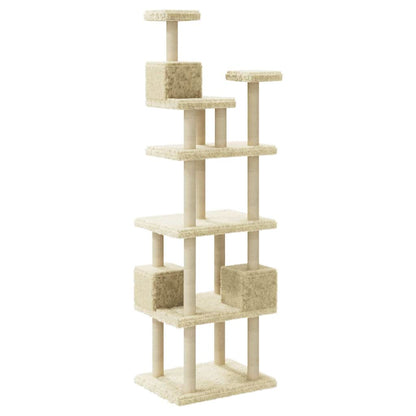 Cat Tree with Sisal Scratching Posts Cream 188 cm