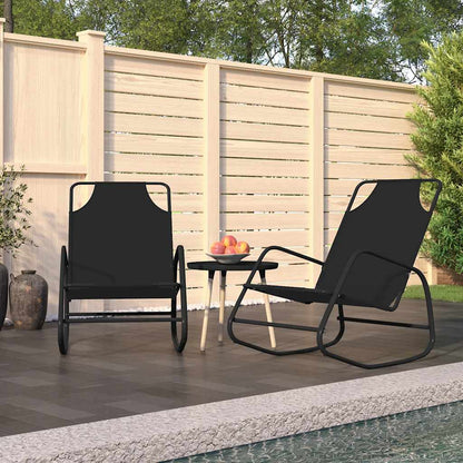 Sun Lounger | Set of 2 | Black | Powder-coated steel, textilene