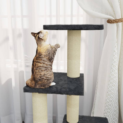 Cat Tree with Sisal Scratching Posts Dark Grey 92 cm