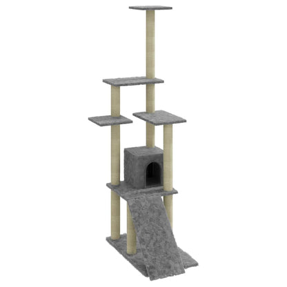Cat Tree with Sisal Scratching Posts Light Grey 155 cm