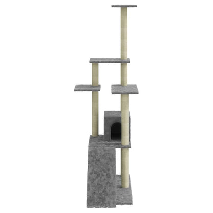 Cat Tree with Sisal Scratching Posts Light Grey 155 cm