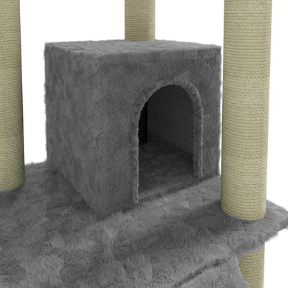 Cat Tree with Sisal Scratching Posts Light Grey 155 cm