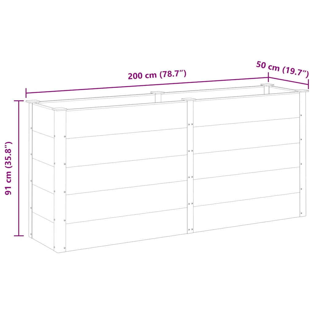 Garden Raised Bed | Grey | Wood plastic composite (WPC), Steel | Large