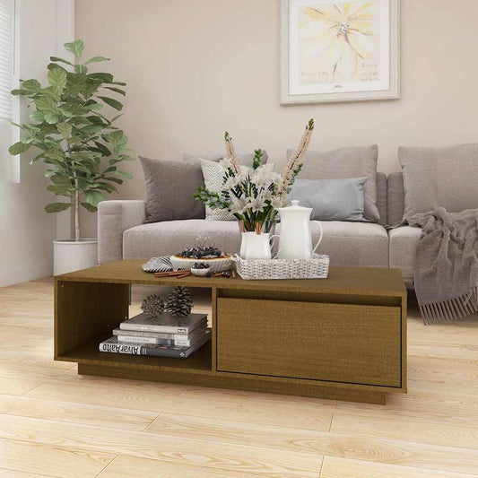 Coffee Table | Honey Brown | Solid Pinewood | Medium | Rectangular