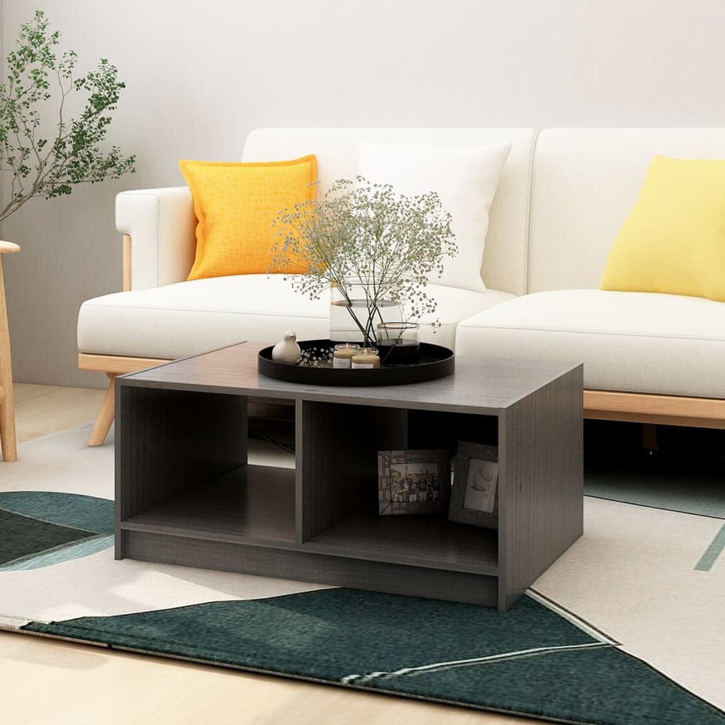 vidaXL Coffee Table Grey Solid Pinewood Medium Coffee Table