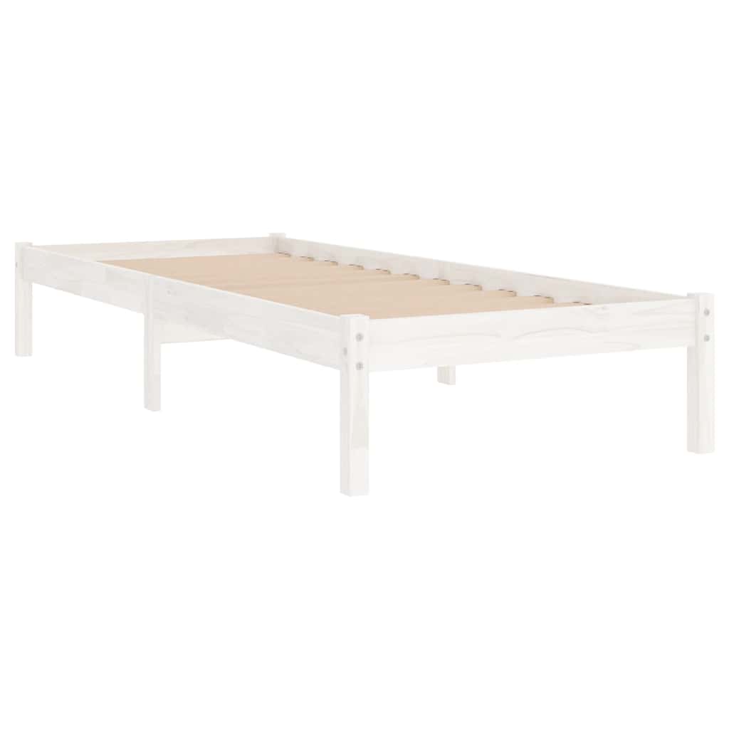 Bed Frame | White | Solid pinewood | 75x190 cm | Durable | Bed Frame
