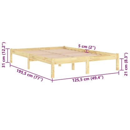 Bed Frame | Natural wood | Solid pinewood | Small Double | Simple