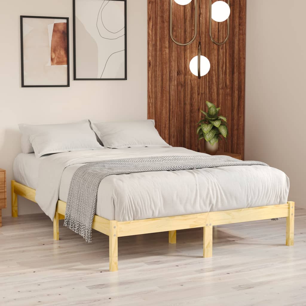 Bed Frame | Natural wood | Solid pinewood | Small Double | Simple