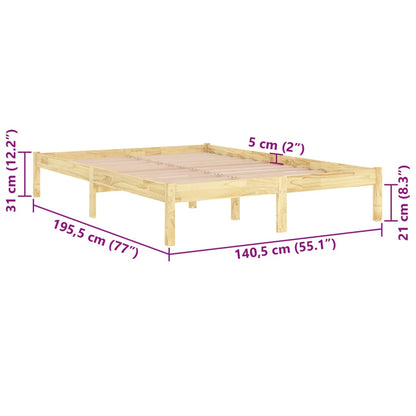 Bed Frame | Natural wood | Solid pinewood | 135x190 cm mattress size