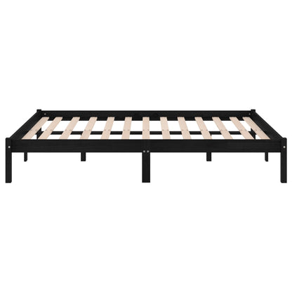 810001 vidaXL Bed Frame without Mattress Black Solid Wood 140x190 cm
