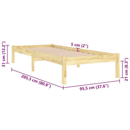 810002 vidaXL Bed Frame without Mattress Solid Wood 90x200 cm