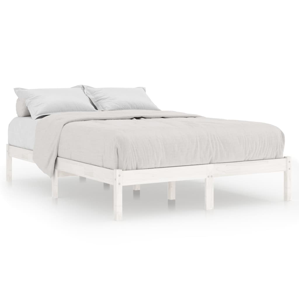 810018 vidaXL Bed Frame without Mattress White Solid Wood 140x200 cm
