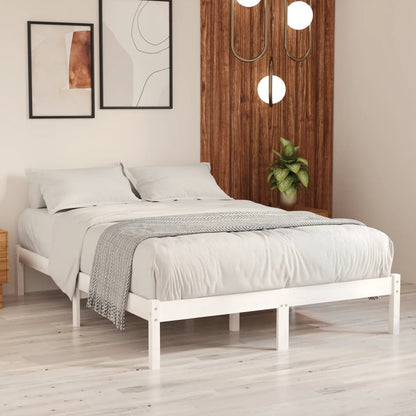 810018 vidaXL Bed Frame without Mattress White Solid Wood 140x200 cm