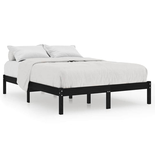 Bed Frame without Mattress Black Solid Wood King Size