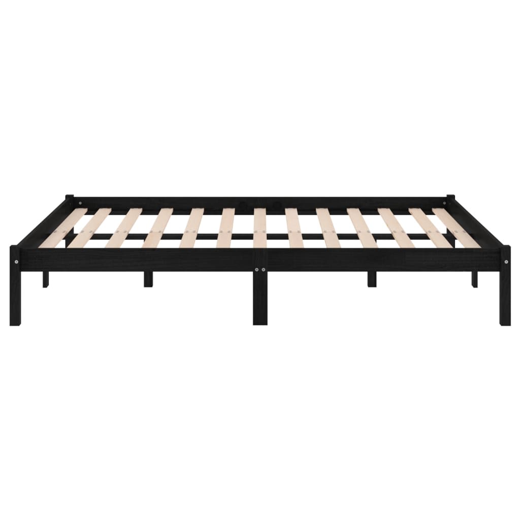 Bed Frame | Black | Solid pinewood | King Size | Durable | Bed Frame
