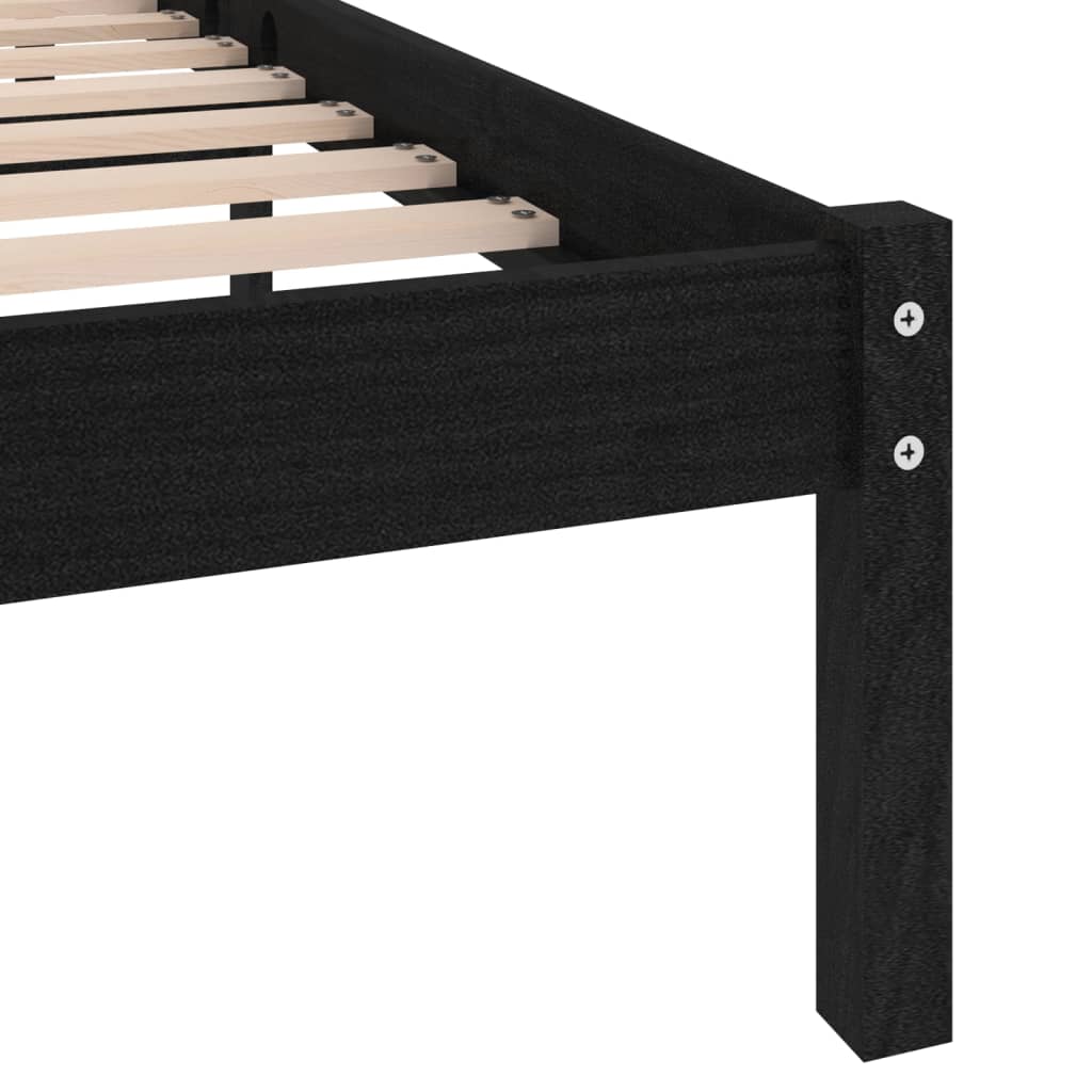 Bed Frame | Black | Solid pinewood | King Size | Durable | Bed Frame