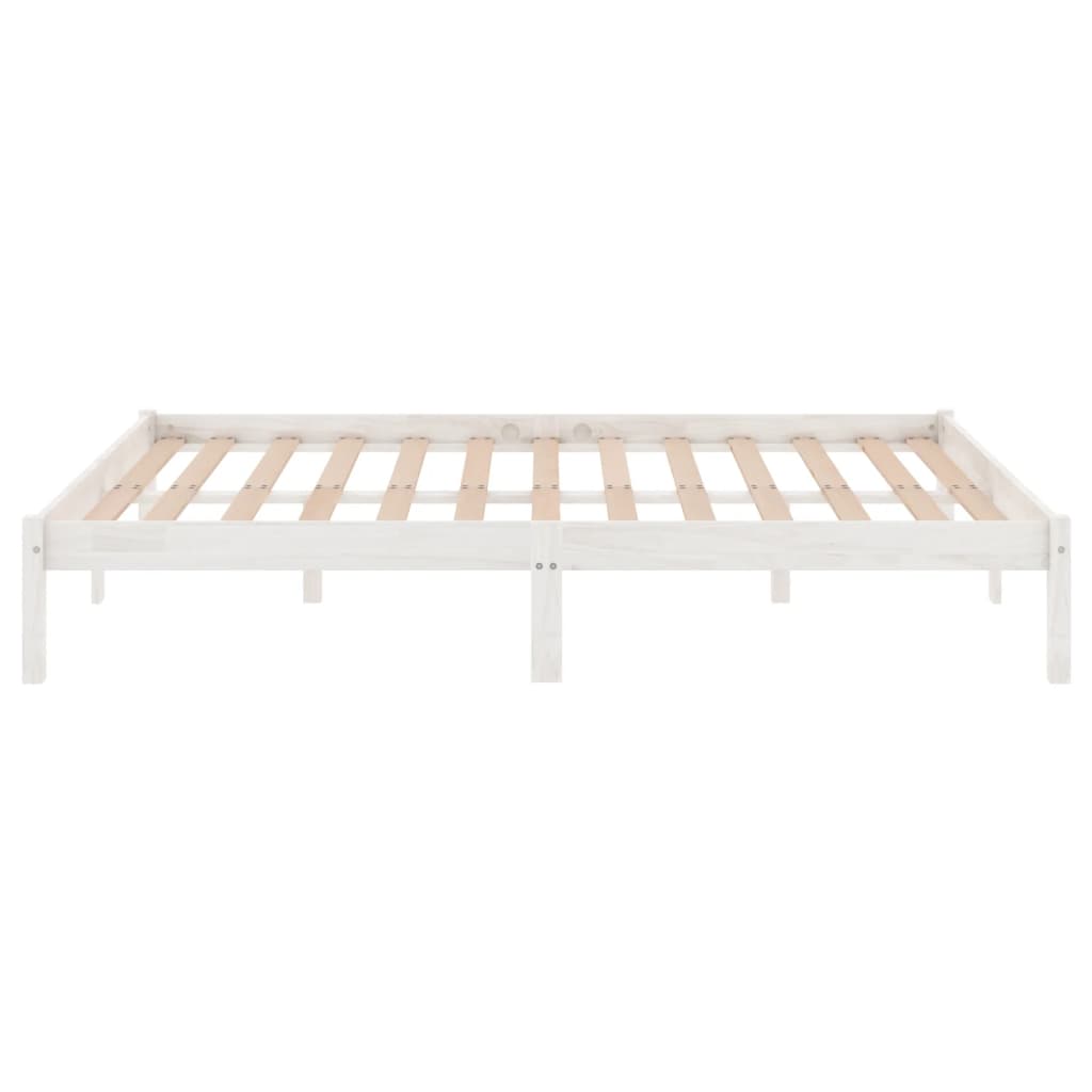 810028 vidaXL Bed Frame without Mattress White Solid Wood 160x200 cm