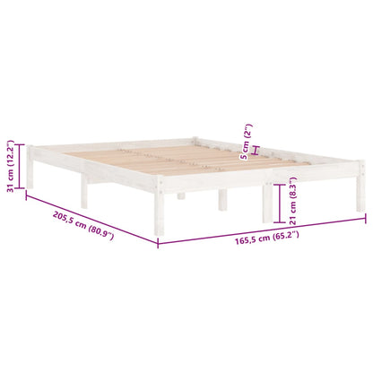 810028 vidaXL Bed Frame without Mattress White Solid Wood 160x200 cm