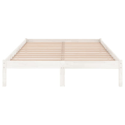 Bed Frame | White | Solid pine wood | 200x200 cm | Durable | Bed Frame