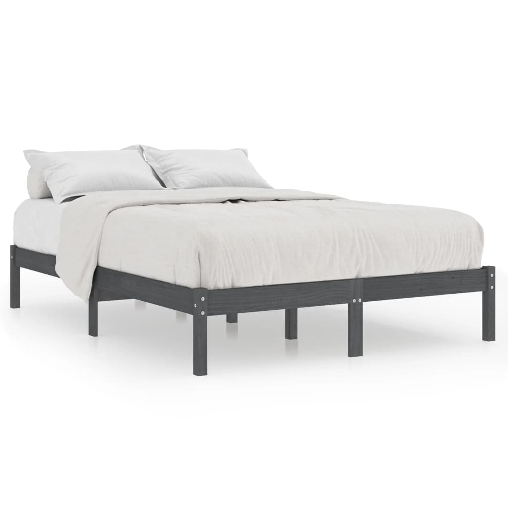 Bed Frame | Grey | Solid pinewood | 200 x 200 cm | Durable | Bed Frame