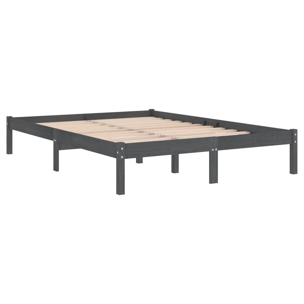 Bed Frame | Grey | Solid pinewood | 200 x 200 cm | Durable | Bed Frame
