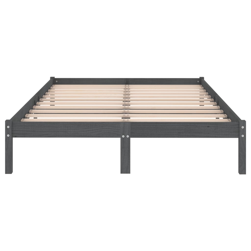 Bed Frame | Grey | Solid pinewood | 200 x 200 cm | Durable | Bed Frame