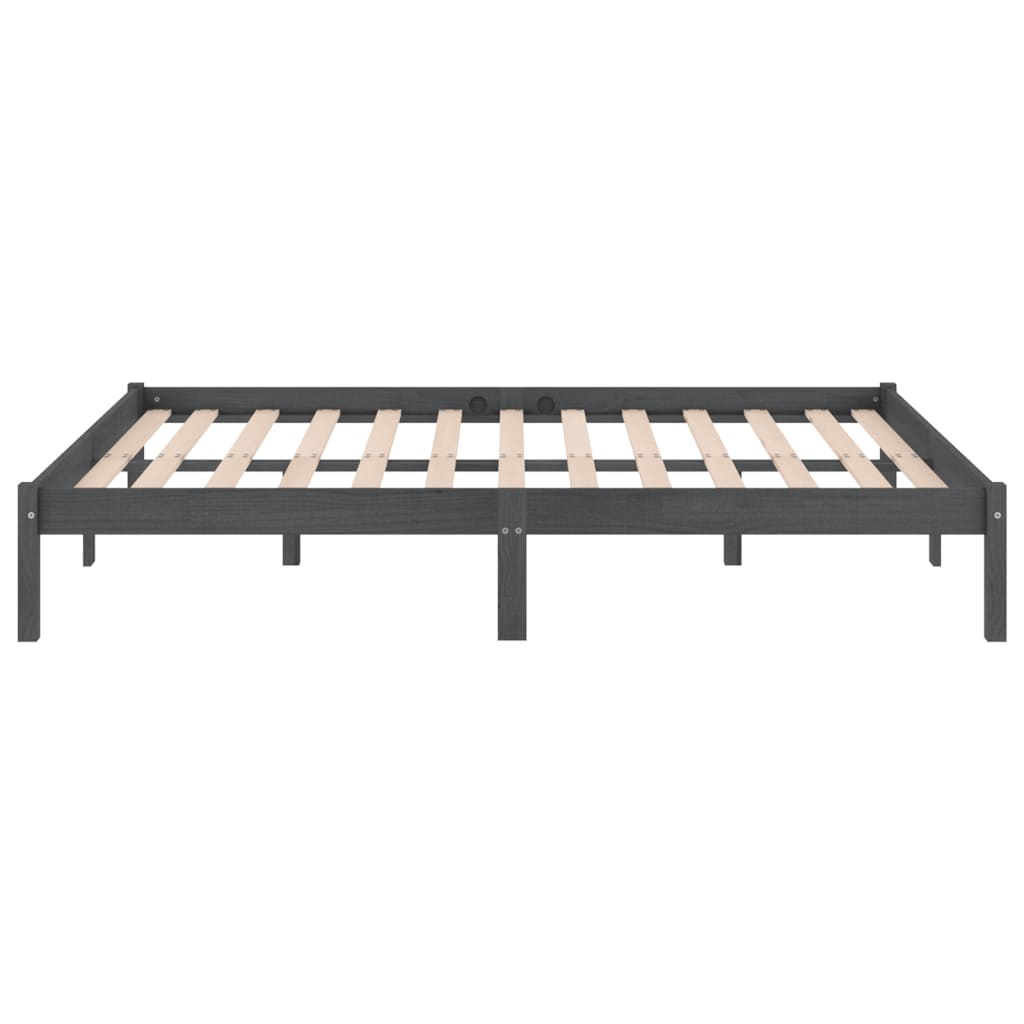 Bed Frame | Grey | Solid pinewood | 200 x 200 cm | Durable | Bed Frame