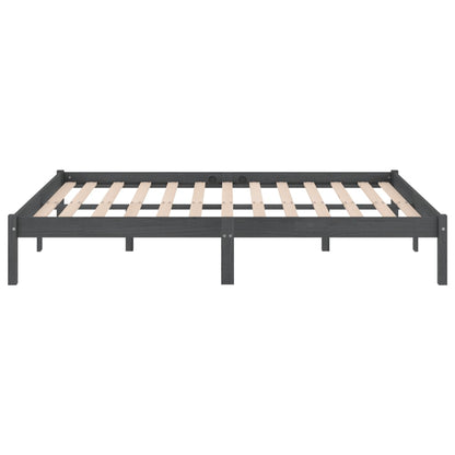 Bed Frame | Grey | Solid pinewood | 200 x 200 cm | Durable | Bed Frame