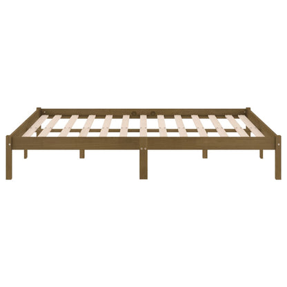 Bed Frame | Honey brown | Solid pine wood | 200x200 cm | Durable