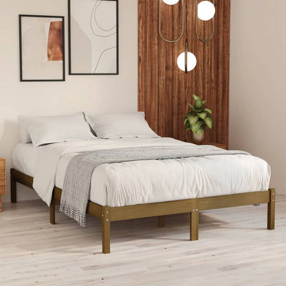 Bed Frame | Honey brown | Solid pine wood | 200x200 cm | Durable