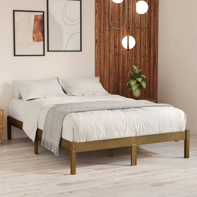 810040 vidaXL Bed Frame without Mattress Honey Brown Solid Wood 200x200 cm