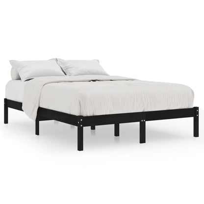 Bed Frame | Black | Solid pinewood | 200x200 cm | Bed Frame | Rectangular
