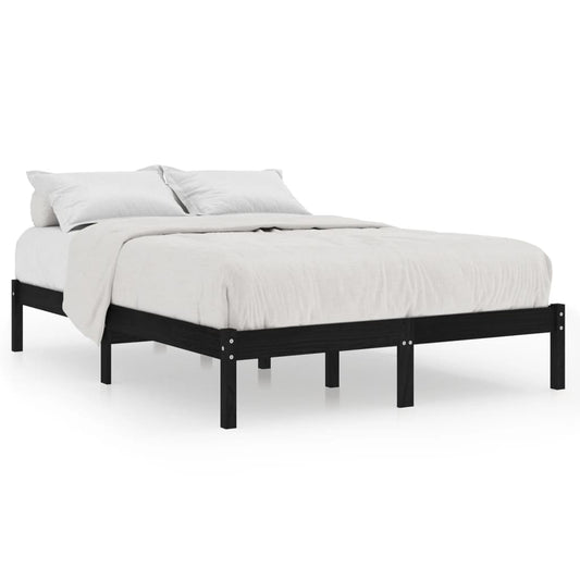 810041 vidaXL Bed Frame without Mattress Black Solid Wood 200x200 cm