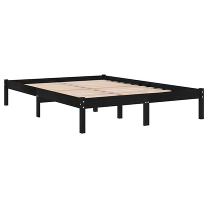 Bed Frame | Black | Solid pinewood | 200x200 cm | Bed Frame | Rectangular