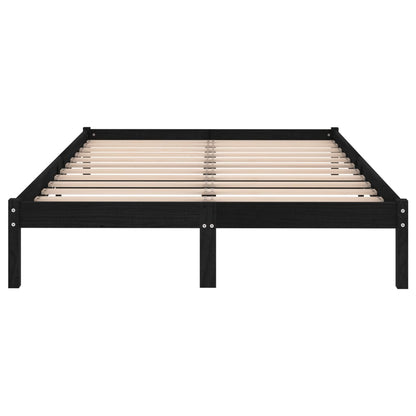 Bed Frame | Black | Solid pinewood | 200x200 cm | Bed Frame | Rectangular