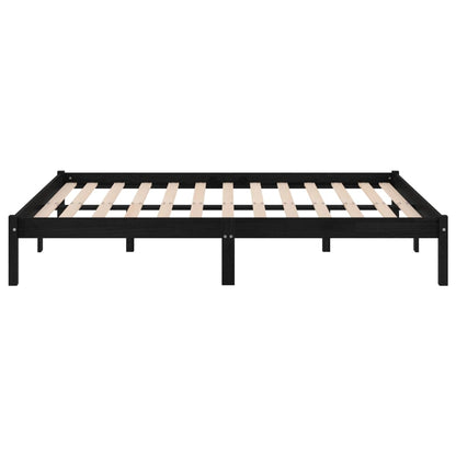 Bed Frame | Black | Solid pinewood | 200x200 cm | Bed Frame | Rectangular