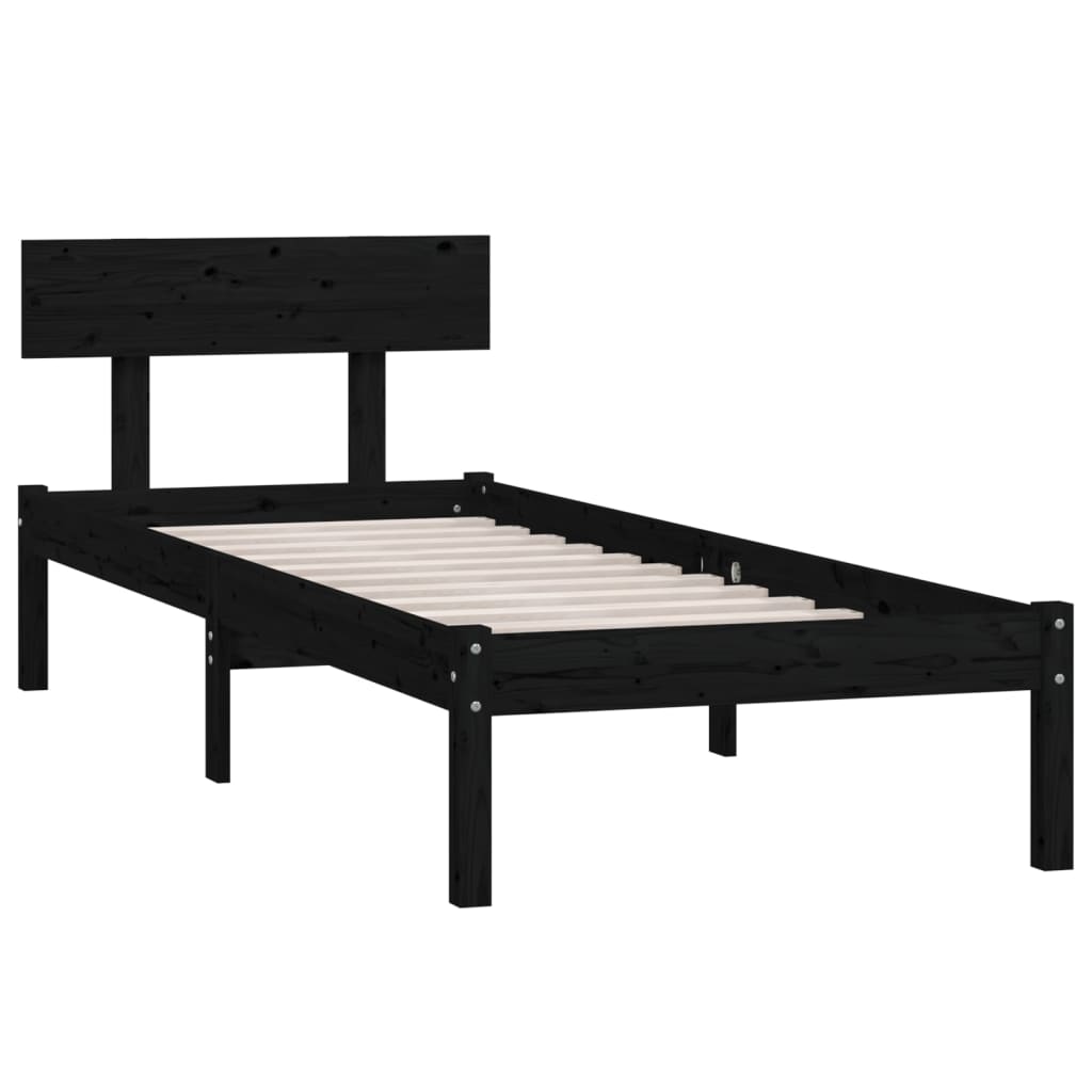 Bed Frame | Black | Solid pine wood | Small Single | Bed Frame