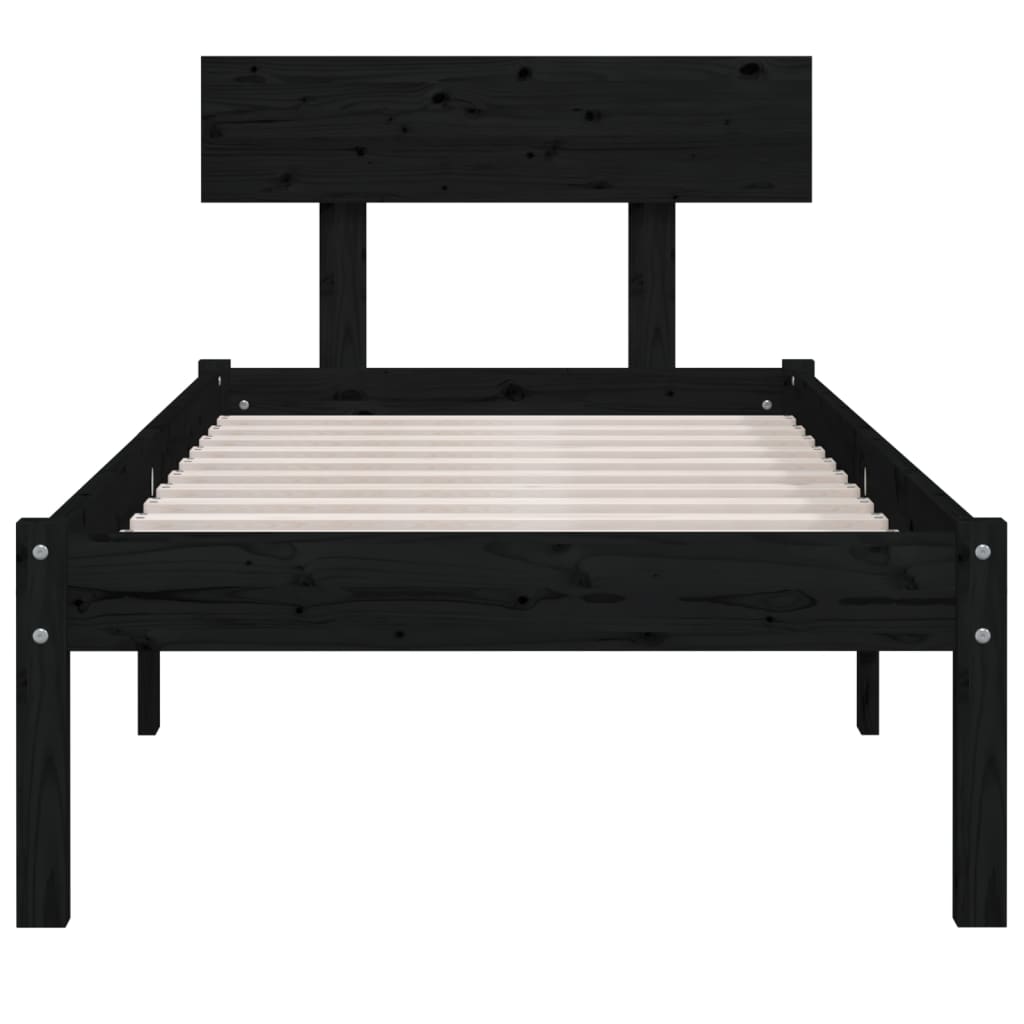 Bed Frame | Black | Solid pine wood | Small Single | Bed Frame