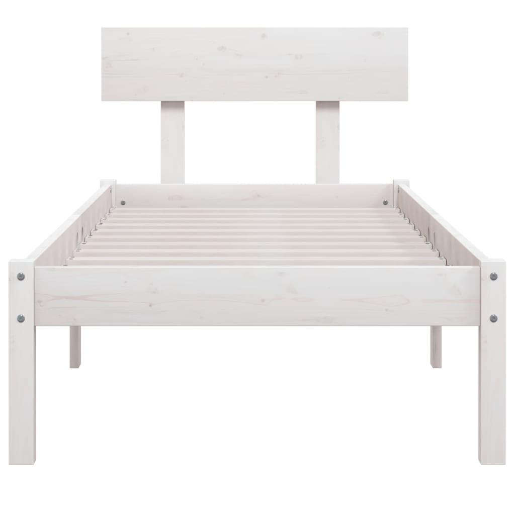 Bed Frame | White | Solid pinewood | Single |  Durable  | Bed Frame