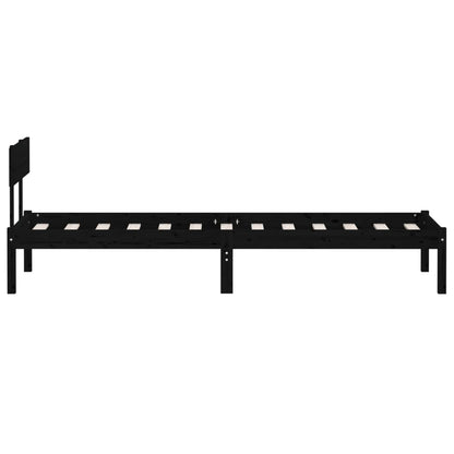 Bed Frame without Mattress Black Solid Wood Pine Single