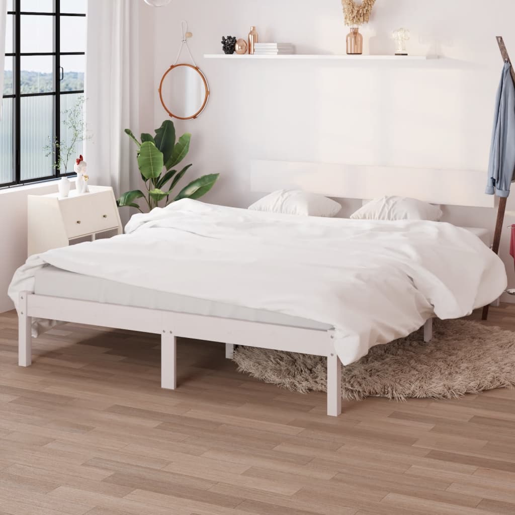 Bed Frame | White | Solid Pine wood | Double | Classic/Traditional